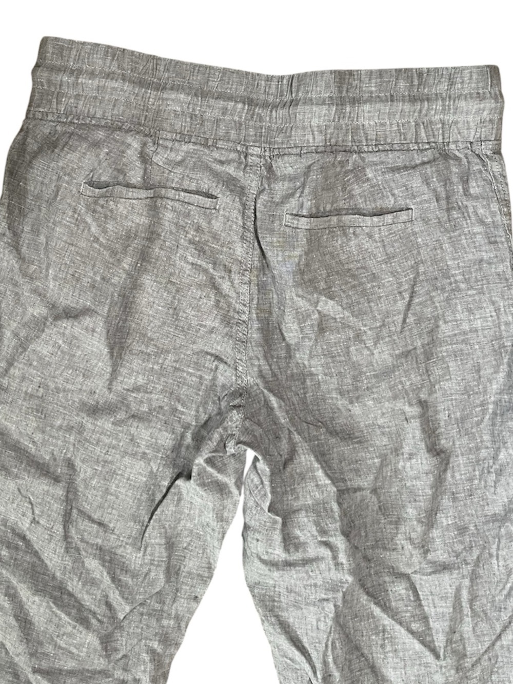 Athleta Cabo Linen Wide Leg Pant Womens Size 8 Grey Elastic Waist Zipper Pockets - Picture 9 of 9